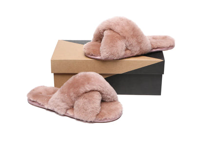 UGG Australian Shepherd Fluffy Crossover Slides Linty Limited Edition Sheepskin-Slides-PEROZ Accessories