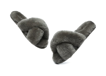 UGG Australian Shepherd Fluffy Crossover Slides Linty Limited Edition Sheepskin-Slides-PEROZ Accessories