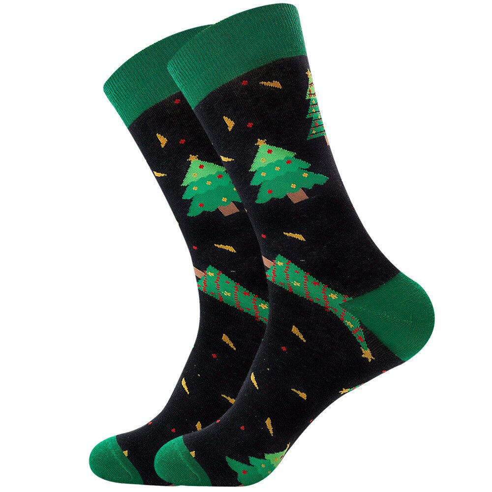 Anysox 5 Pairs Black Green Size 5-13 Socks Winter Holiday Design Plus Snowflake Stocking Comfortable To Wear Perfect For Men-Socks-PEROZ Accessories