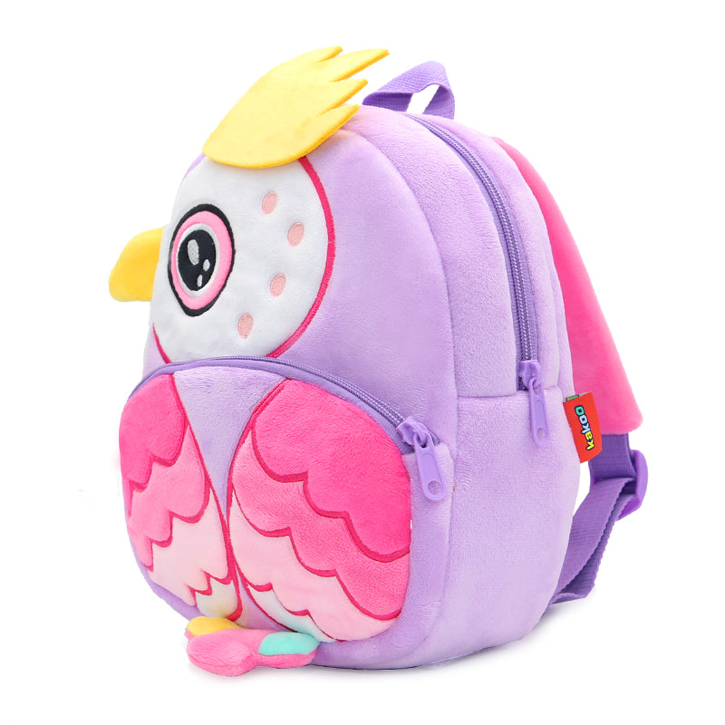 Anykidz 3D Purple Owl Backpack Cute Animal With Cartoon Designs Children Toddler Plush Bag-Backpacks-PEROZ Accessories