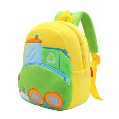 Anykidz 3D Green Sanitation Vehicle Kids School Backpack Cute Cartoon Animal Style Children Toddler Plush Bag Perfect Accessories For Boys and Girls-Backpacks-PEROZ Accessories