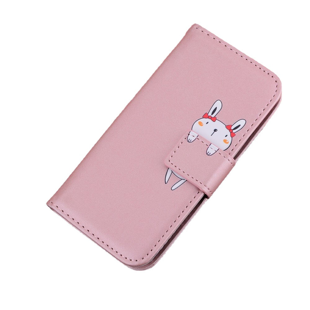 Anymob iPhone Case Pink Flip Leather Skin Silicone Bear Design Wallet Phone-Mobile Phone Cases-PEROZ Accessories