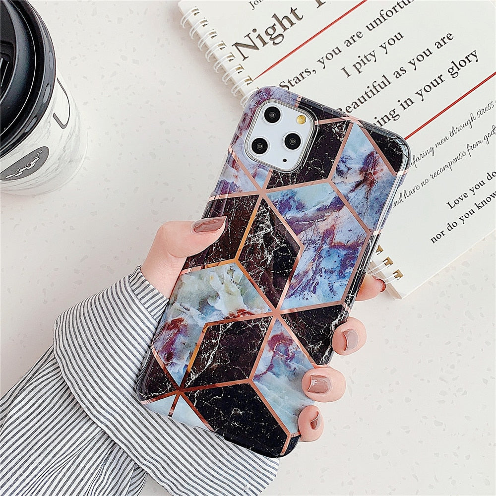 Anymob iPhone Case Black Marble Soft Silicone Phone Cover Protection-Mobile Phone Cases-PEROZ Accessories