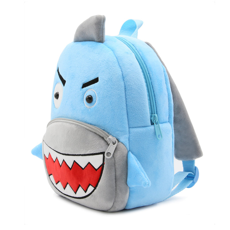 Anykidz 3D Blue Shark School Backpack Cute Animal With Cartoon Designs Children Toddler Plush Bag For Baby Girls and Boys-Backpacks-PEROZ Accessories