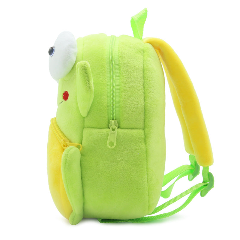 Anykidz 3D Green Frog School Backpack Cute Animal With Cartoon Designs Children Toddler Plush Bag For Baby Girls and Boys-Backpacks-PEROZ Accessories