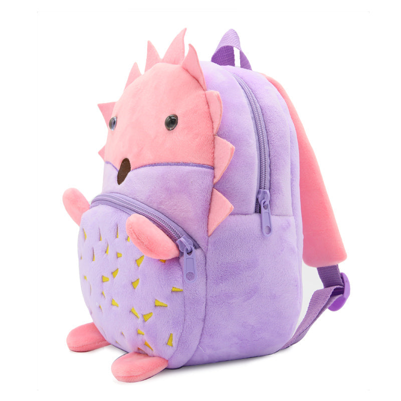 Anykidz 3D Purple Hedgehog School Backpack Cute Animal With Cartoon Designs Children Toddler Plush Bag For Baby Girls and Boys-Backpacks-PEROZ Accessories