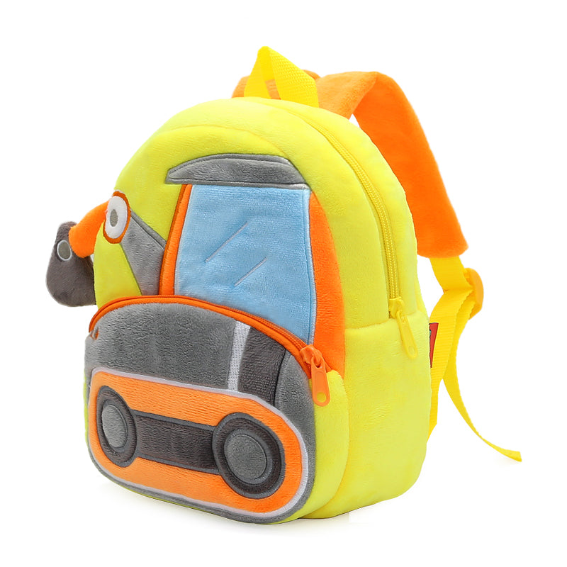 Anykidz 3D Yellow Excavator Kids School Backpack Cute Cartoon Animal Style Children Toddler Plush Bag Perfect Accessories For Boys and Girls-Backpacks-PEROZ Accessories