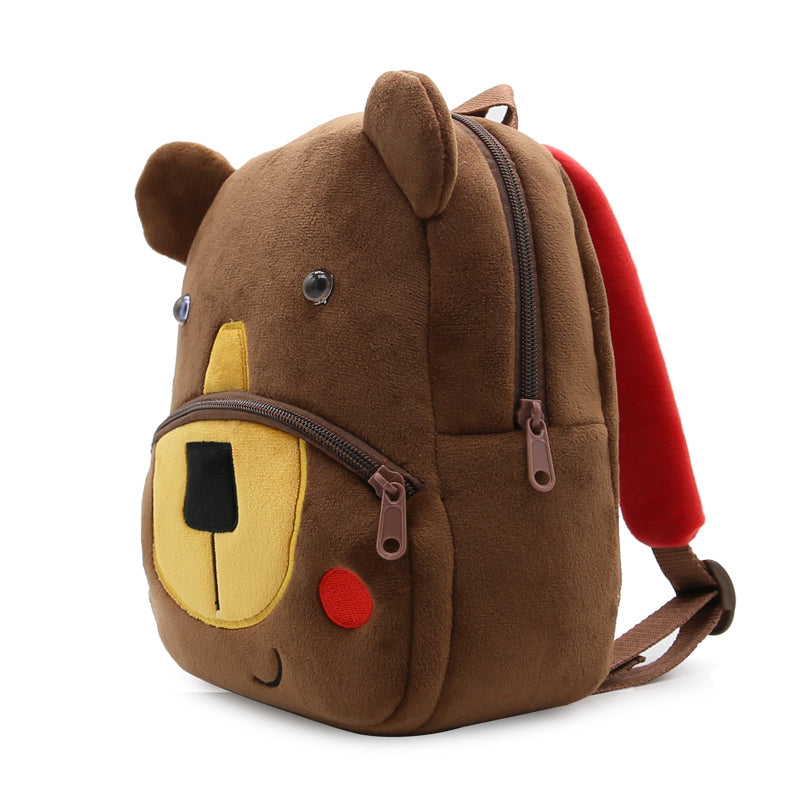 Anykidz 3D Coffee Bear Backpack Cute Animal With Cartoon Designs Children Toddler Plush Bag-Backpacks-PEROZ Accessories