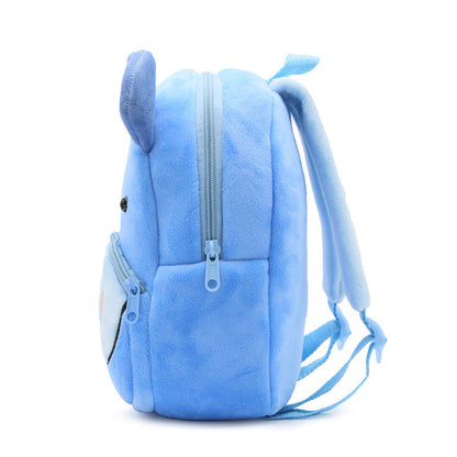 Anykidz 3D Blue Hippo School Backpack Cute Animal With Cartoon Designs Children Toddler Plush Bag For Baby Girls and Boys-Backpacks-PEROZ Accessories