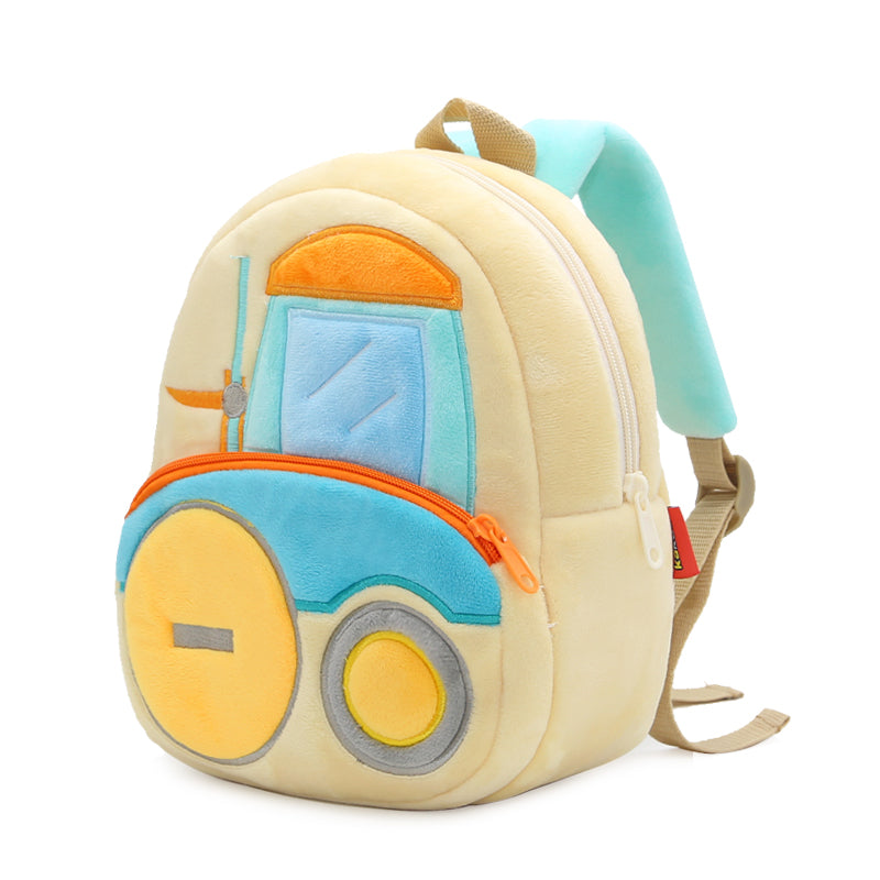 Anykidz 3D Apricot Forklift School Backpack Cute Vehicle With Cartoon Designs Children Toddler Plush Bag For Baby Girls and Boys-Backpacks-PEROZ Accessories