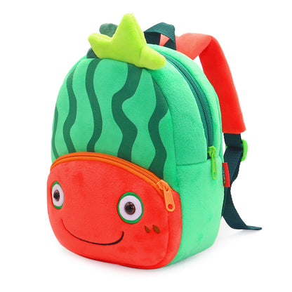 Anykidz 3D Green Watermelon Kids School Backpack Cute Cartoon Animal Style Children Toddler Plush Bag Perfect Accessories For Boys and Girls-Backpacks-PEROZ Accessories