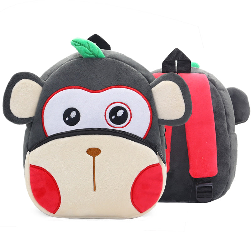 Anykidz 3D Grey Monkey School Backpack Cute Animal With Cartoon Designs Children Toddler Plush Bag For Baby Girls and Boys-Backpacks-PEROZ Accessories