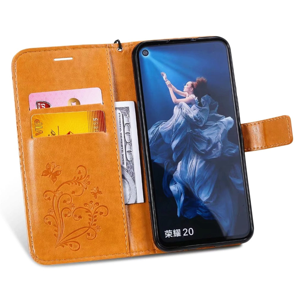 Anymob Huawei Purple Leather Phone Case Butterfly Flip Wallet Cover Protection-PEROZ Accessories