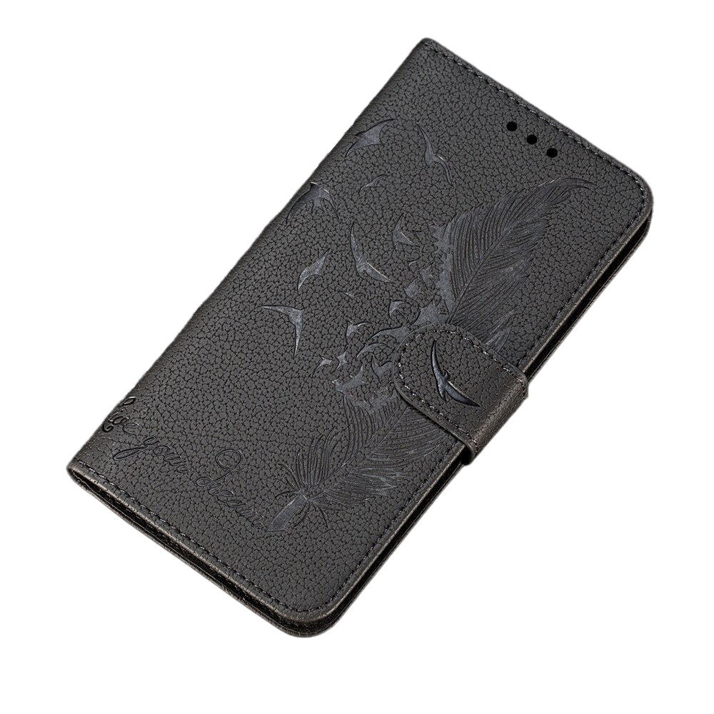 Anymob Huawei Case Grey 3D Feather Embossed Leather Flip Cover-Mobile Phone Cases-PEROZ Accessories