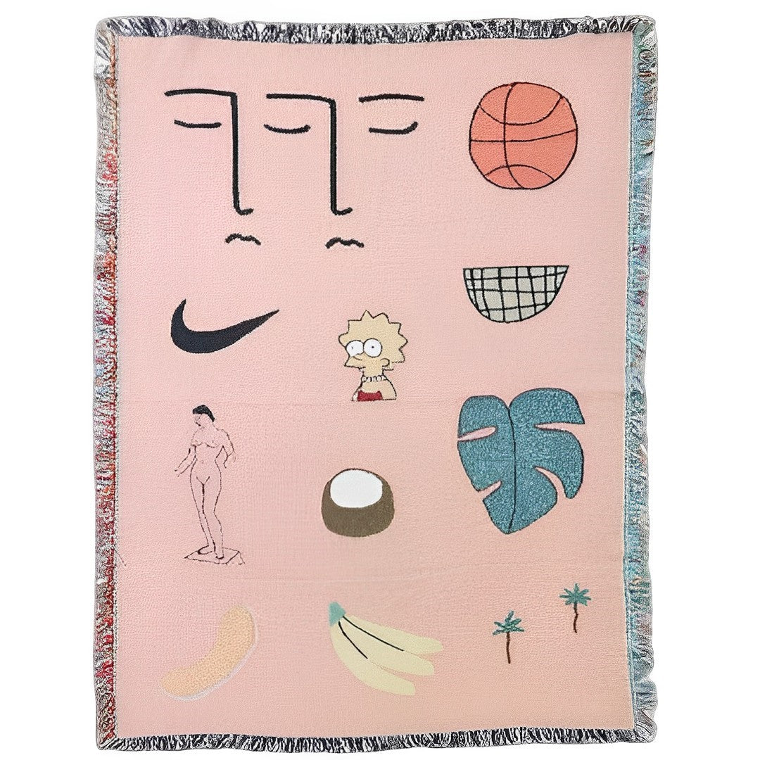 Anyhouz Pink Blanket Hawaiian Tapestry Leisure Blanket Home Decorative Sofa Cover Outdoor Picnic Camping Mat 130*160cm-Blankets-PEROZ Accessories