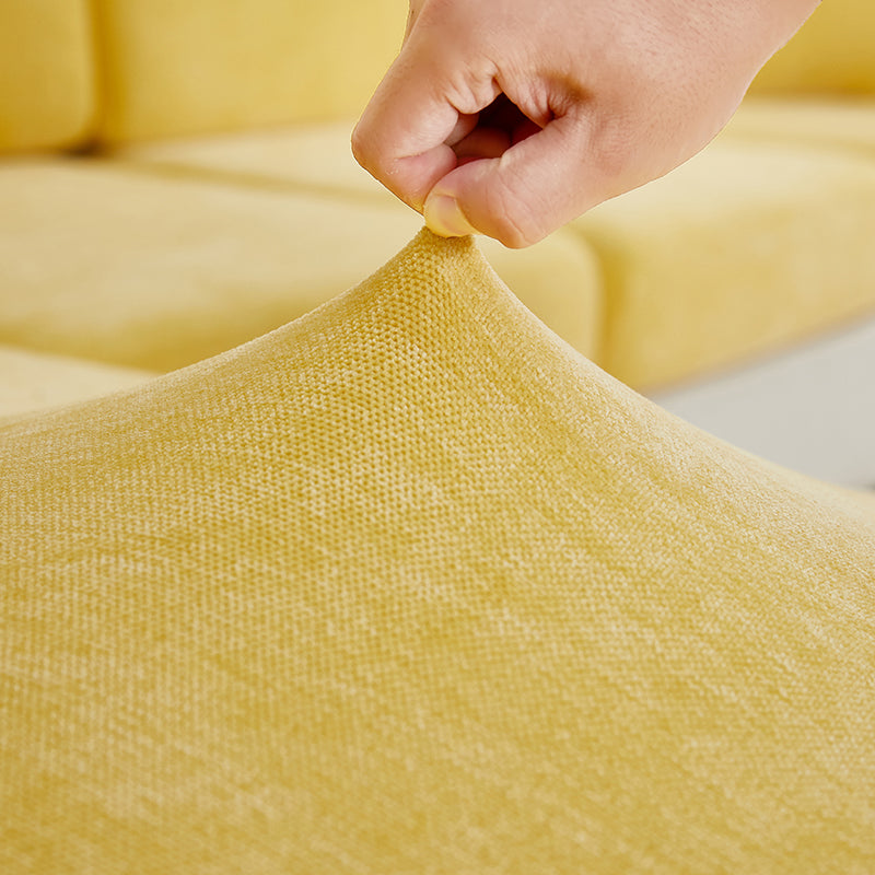 Anyhouz Sofa Cover Pastel Yellow L-Shape Polyester Chenille Thick Stretchable Cushion For Living Room Head Cushion Medium-Slipcovers-PEROZ Accessories