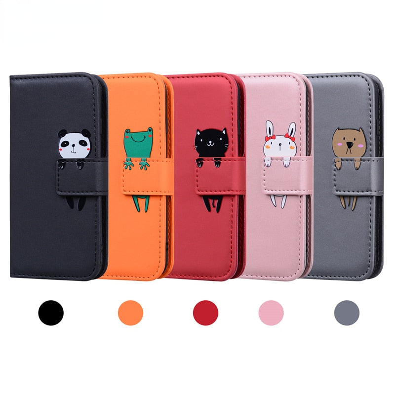 Anymob iPhone Case Orange Flip Leather Skin Silicone Bear Design Wallet Phone-Mobile Phone Cases-PEROZ Accessories