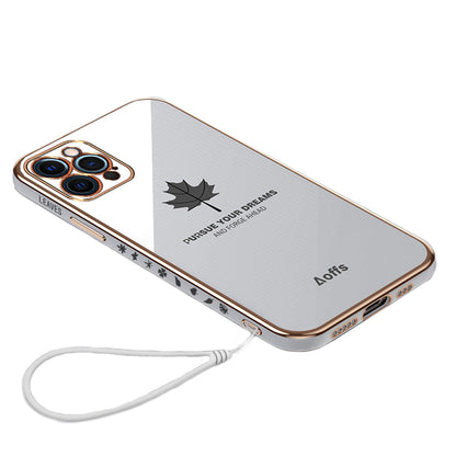 Anymob iPhone Case White Plating Maple Leaf Square Frame Soft Cover-Mobile Phone Cases-PEROZ Accessories