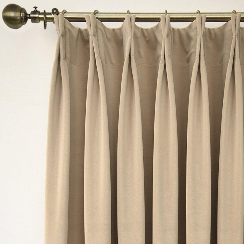 Anyhouz 250cm Beige High Quality Modern Wool Velvet Blackout Curtains for Living Room Bedroom Dining Luxury Window Drape-Curtains &amp; Drapes-PEROZ Accessories