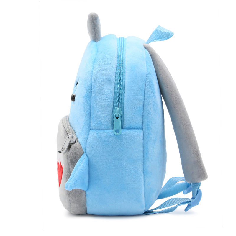 Anykidz 3D Blue Shark School Backpack Cute Animal With Cartoon Designs Children Toddler Plush Bag For Baby Girls and Boys-Backpacks-PEROZ Accessories