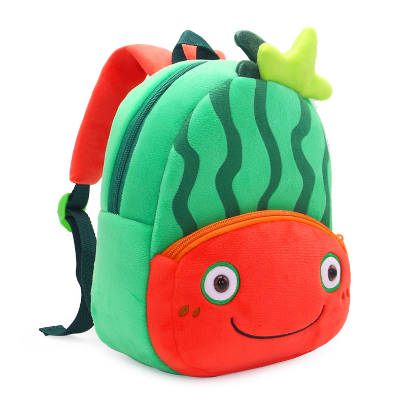 Anykidz 3D Green Watermelon Kids School Backpack Cute Cartoon Animal Style Children Toddler Plush Bag Perfect Accessories For Boys and Girls-Backpacks-PEROZ Accessories