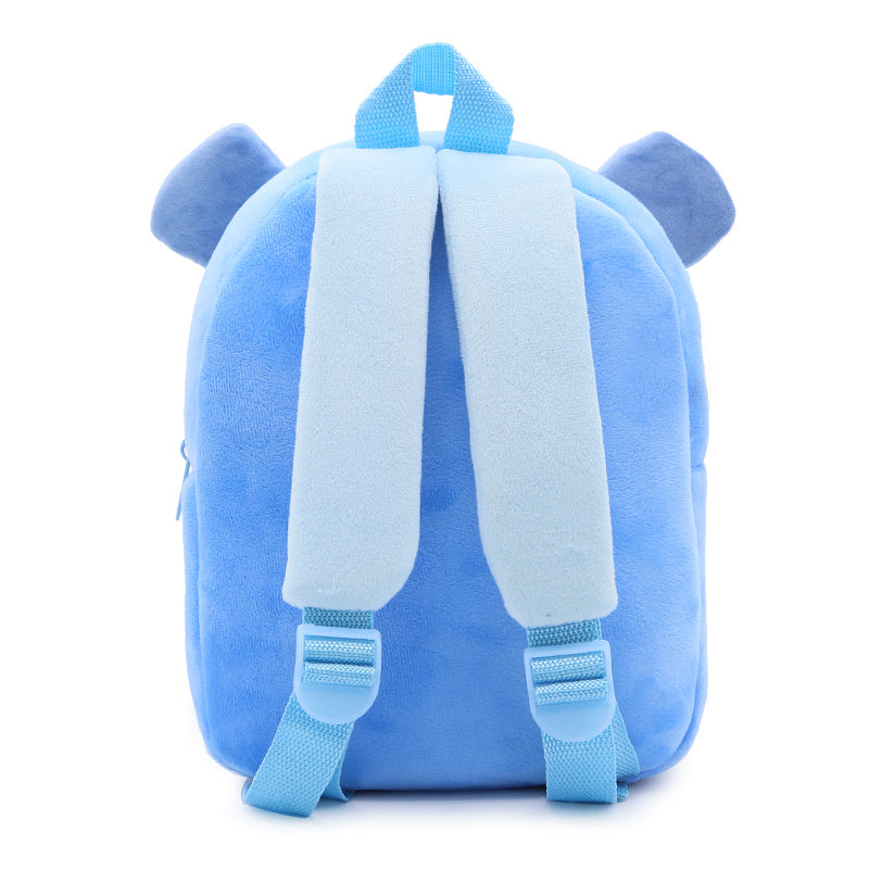 Anykidz 3D Blue Hippo School Backpack Cute Animal With Cartoon Designs Children Toddler Plush Bag For Baby Girls and Boys-Backpacks-PEROZ Accessories