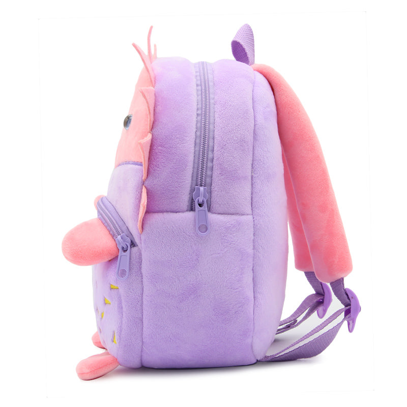 Anykidz 3D Purple Hedgehog School Backpack Cute Animal With Cartoon Designs Children Toddler Plush Bag For Baby Girls and Boys-Backpacks-PEROZ Accessories