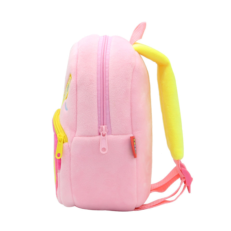 Anykidz 3D Pink Crane School Backpack Cute Vehicle With Cartoon Designs Children Toddler Plush Bag For Baby Girls and Boys-Backpacks-PEROZ Accessories