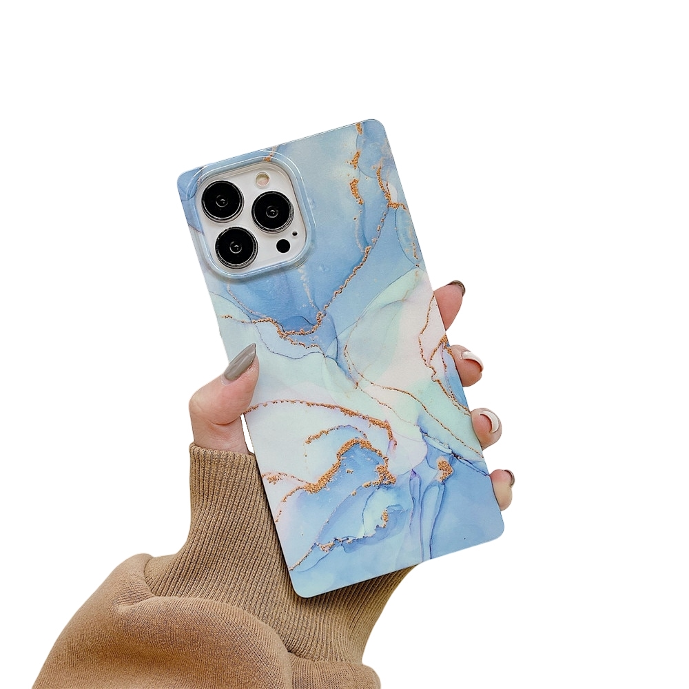 Anymob iPhone Blue Soft Square Marble Silicone Phone Case Shockproof Back Cover-Mobile Phone Cases-PEROZ Accessories