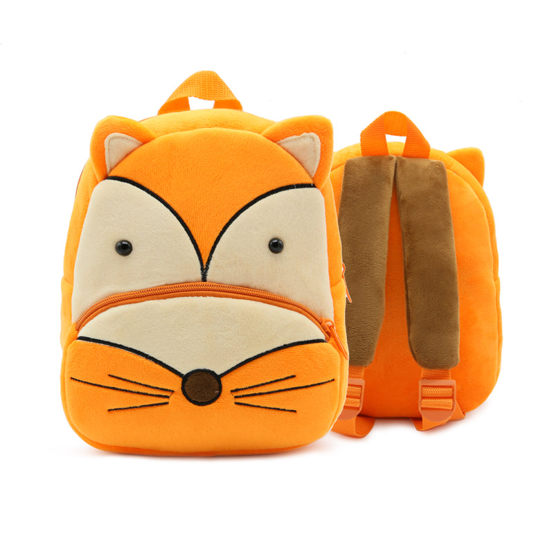 Anykidz 3D Orange Fox School Backpack Cute Animal With Cartoon Designs Children Toddler Plush Bag For Baby Girls and Boys-Backpacks-PEROZ Accessories