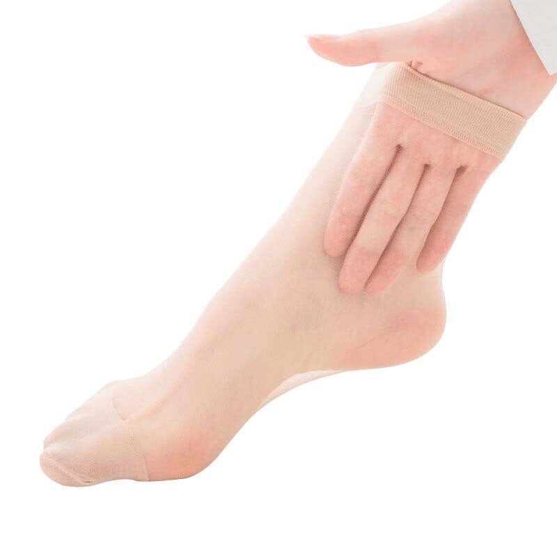 Anysox 10 Pairs Free Size Fashion Socks High Quality Velvet Silk Spring Summer Breathable Soft Cotton Bottom Wicking Slip-resistant for Women Beige-Socks-PEROZ Accessories