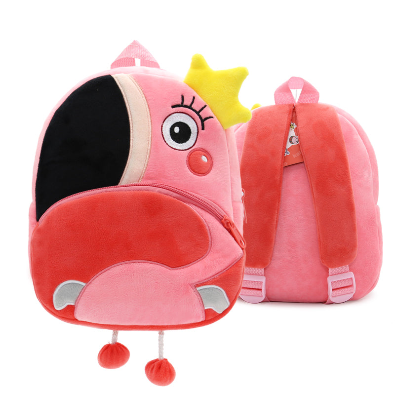 Anykidz 3D Pink Flamigo School Backpack Cute Animal With Cartoon Designs Children Toddler Plush Bag For Baby Girls and Boys-Backpacks-PEROZ Accessories