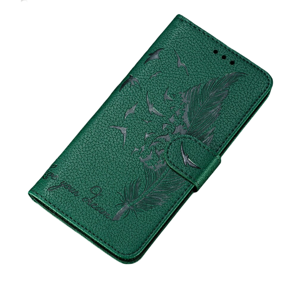 Anymob Huawei Case Green 3D Feather Embossed Leather Flip Cover-Mobile Phone Cases-PEROZ Accessories