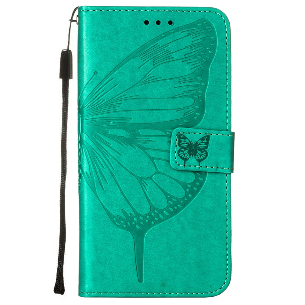 Anymob iPhone Case Green Embossed Butterfly Flip Magnetic Wallet Leather Phone Cover-Mobile Phone Cases-PEROZ Accessories