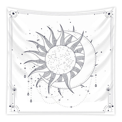 Anyhouz Tapestry White Sun and Moon Dance 150x130cm Psychedelic Scene Art Hippie Bohemian Decorative Sheet-Tapestry-PEROZ Accessories