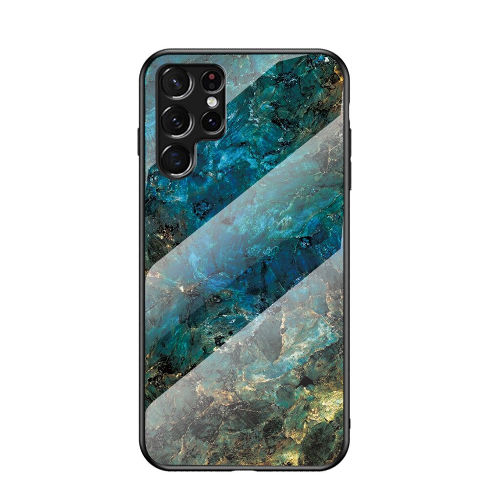 Anymob Samsung Blue Green Marble Pattern Case Shockproof Glass Phone Cover-Mobile Phone Cases-PEROZ Accessories