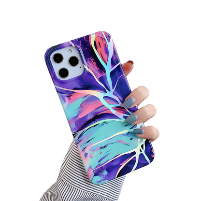 Anymob iPhone Case Blue Laser Gradual Color Marble Cover Soft Silicone Shell-Mobile Phone Cases-PEROZ Accessories