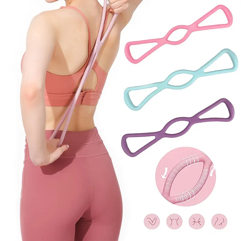 Anyfit Pink Resistance Band 8 Word Chest Expander Rubber Elastic Muscle Training Tubing Tension Sports Exercise Yoga Portable Fitness Bands-Exercise &amp; Fitness-PEROZ Accessories