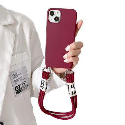 Anymob iPhone Case Maroon Lanyard Strap Soft Silicon Wristband Rope Matte Cover-Mobile Phone Cases-PEROZ Accessories