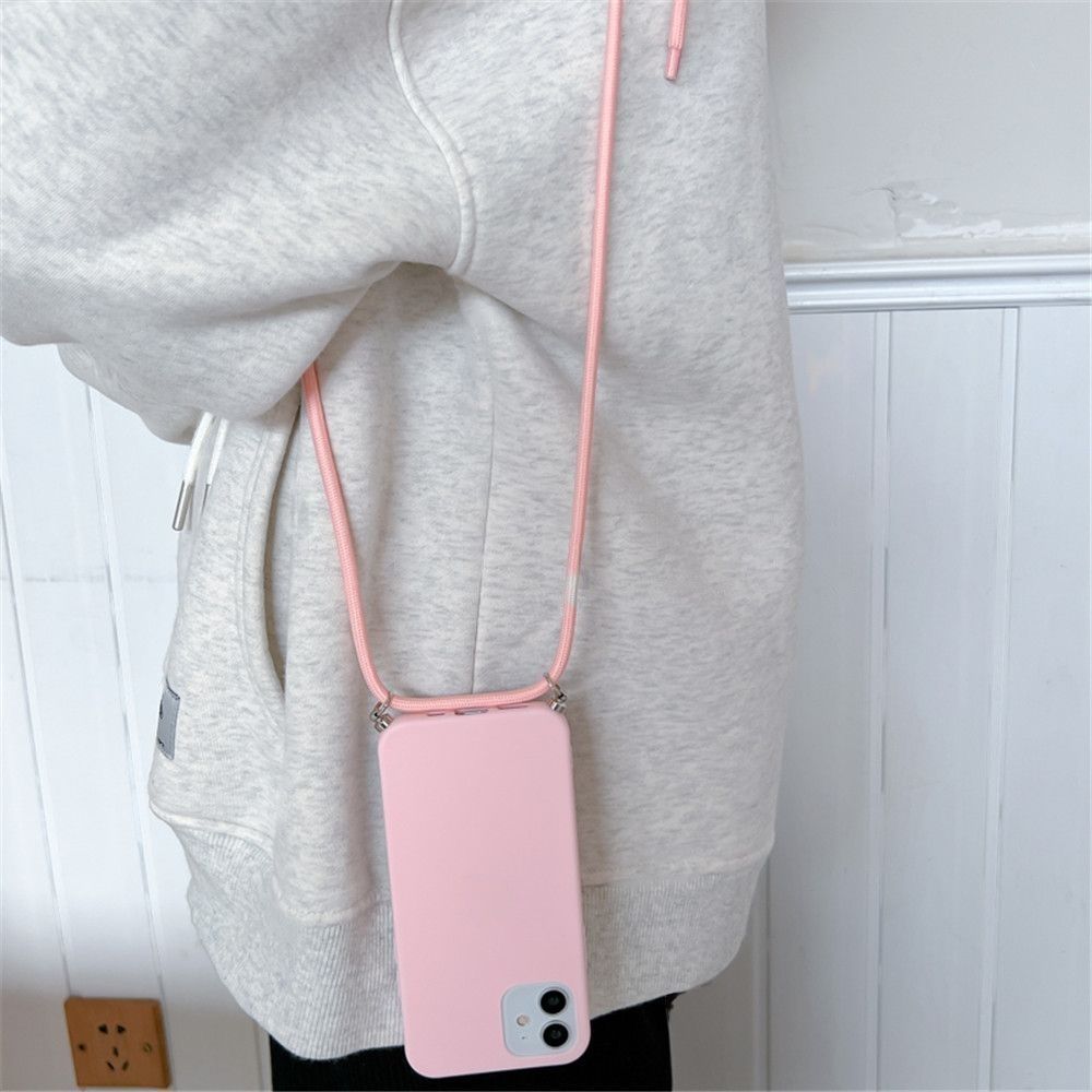 Anymob iPhone White Crossbody Necklace Strap Lanyard Cord Phone Case Silicone Cover-Mobile Phone Cases-PEROZ Accessories