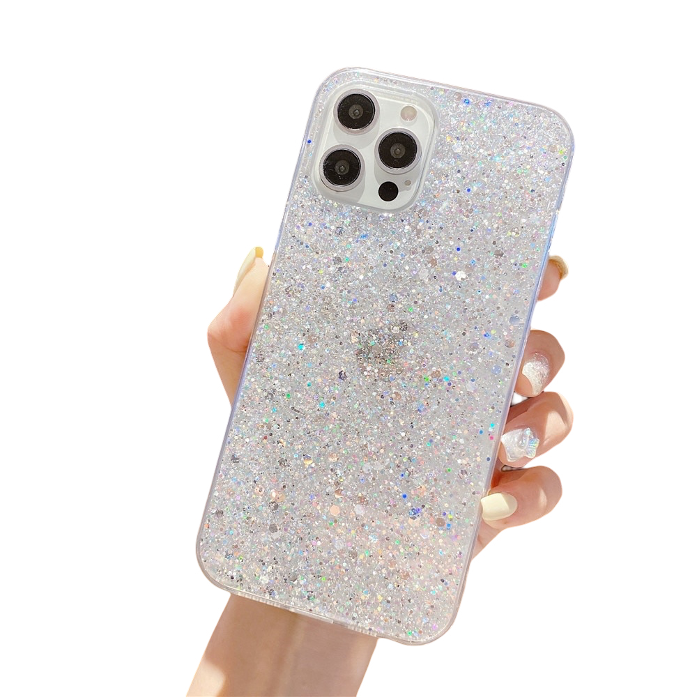 Anymob iPhone Case White Clear Shining Glitter Sequins Cute Soft Phone Cover-Mobile Phone Cases-PEROZ Accessories