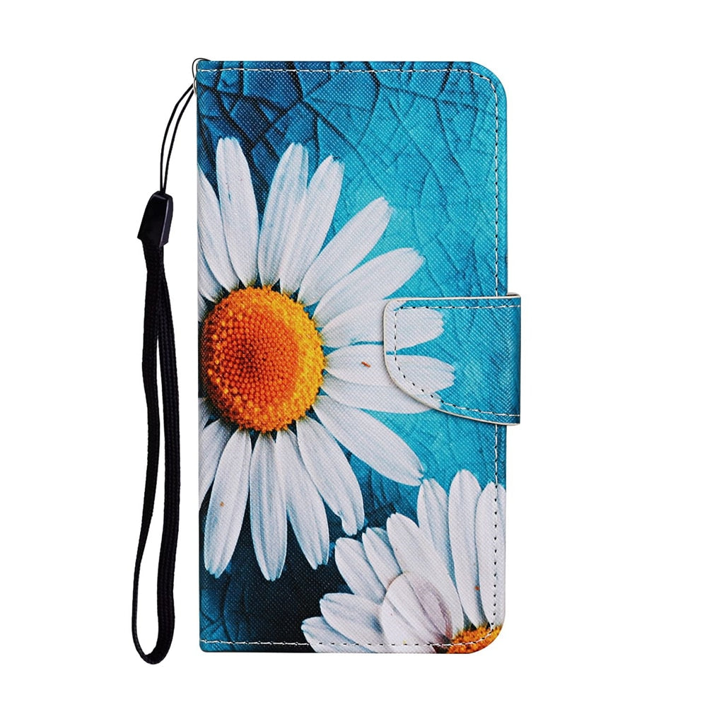 Anymob iPhone Case Blue Sunflower Flip Leather Wallet Stand Cover Phone Bag Shell-Mobile Phone Cases-PEROZ Accessories