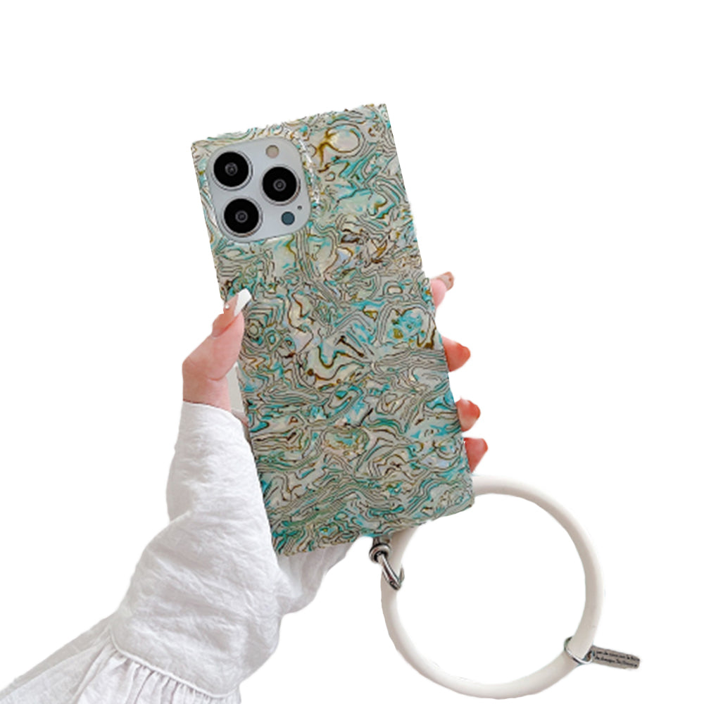 Anymob iPhone Case Blue Luxury Glitter Shell Pattern with Bracelet Cover-Mobile Phone Cases-PEROZ Accessories