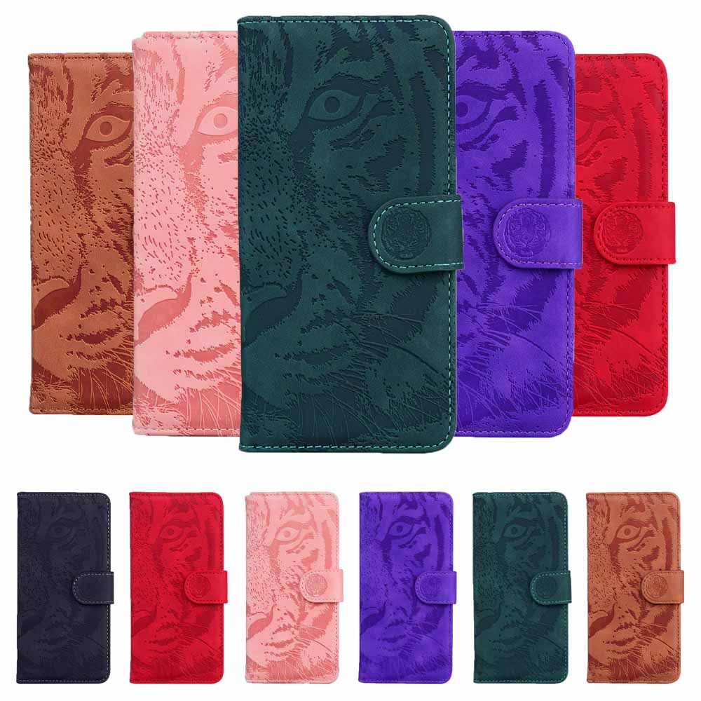 Anymob Samsung Phone Case Pink Leather Flip Fashion Luxurious Tiger Embossed Cover-PEROZ Accessories