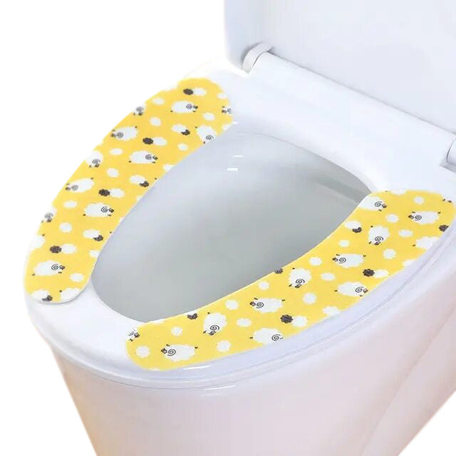 Anyhouz Toilet Seat Cover Yellow Lamb Pattern Washable Mat Bathroom Pad Cushion Toilet Seat Bidet Toilet Cover Accessories-Toilet Seat Cover-PEROZ Accessories