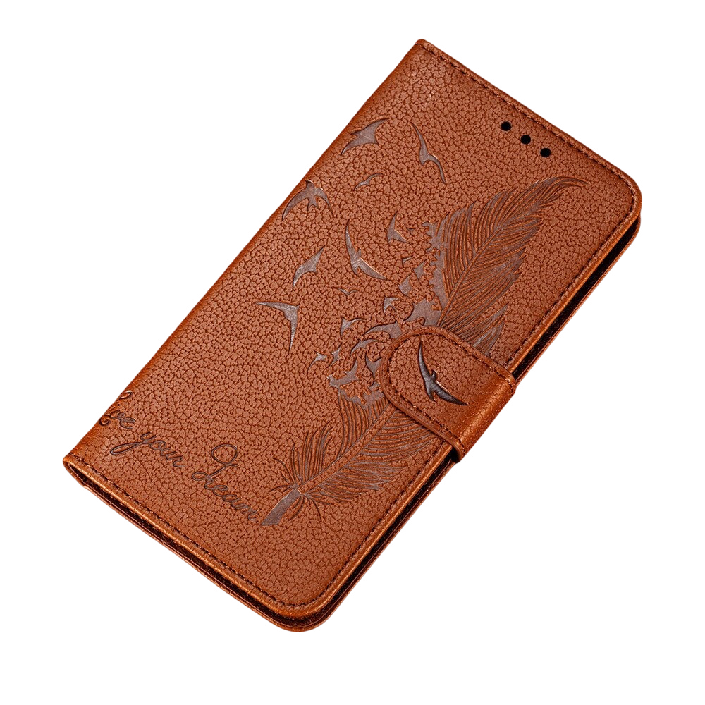 Anymob Huawei Case Mustard 3D Feather Embossed Leather Flip Cover-Mobile Phone Cases-PEROZ Accessories