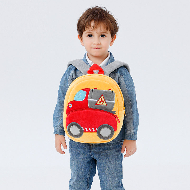 Anykidz 3D Orange Tanker School Backpack Cute Vehicle With Cartoon Designs Children Toddler Plush Bag For Baby Girls and Boys-Backpacks-PEROZ Accessories