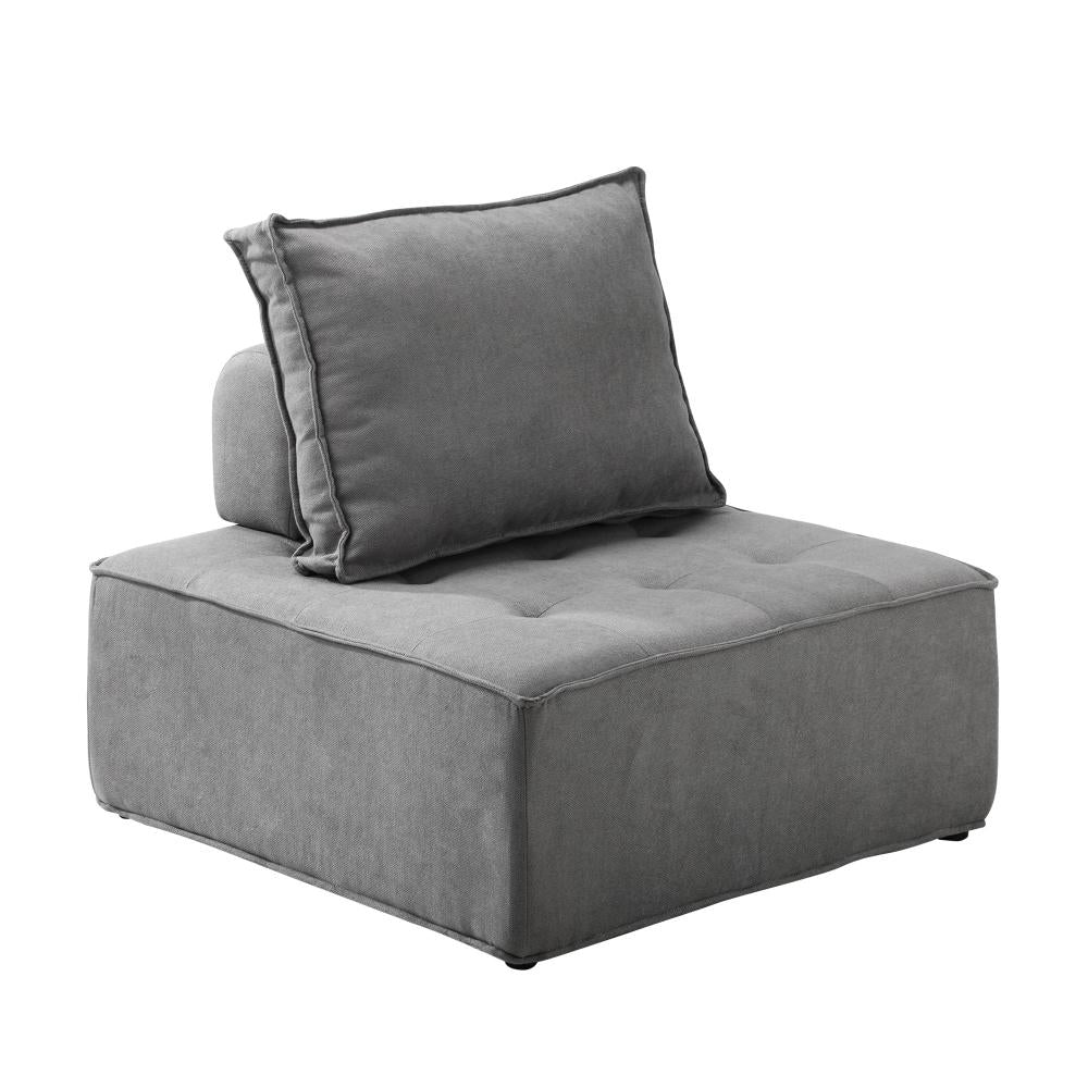 Shop Oikiture Armless Sofa with Adjustable Back Modular Lounge Chair Grey 1PC  | PEROZ Australia