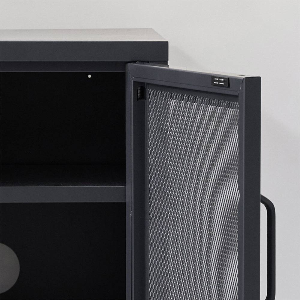 ArtissIn Mini Mesh Door Storage Cabinet Organizer Bedside Table Black-Bedside Tables - Peroz Australia - Image - 5