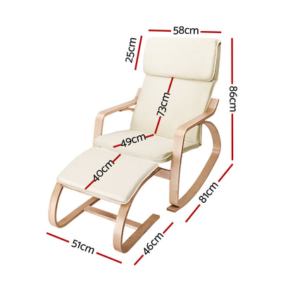 Artiss Wooden Armchair with Foot Stool - Beige-Furniture &gt; Living Room - Peroz Australia - Image - 3